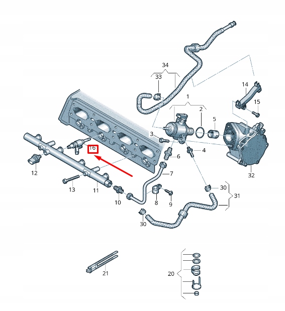 jeu de 4 injecteurs 06L906036AG — Audi TT Volkswagen Oe